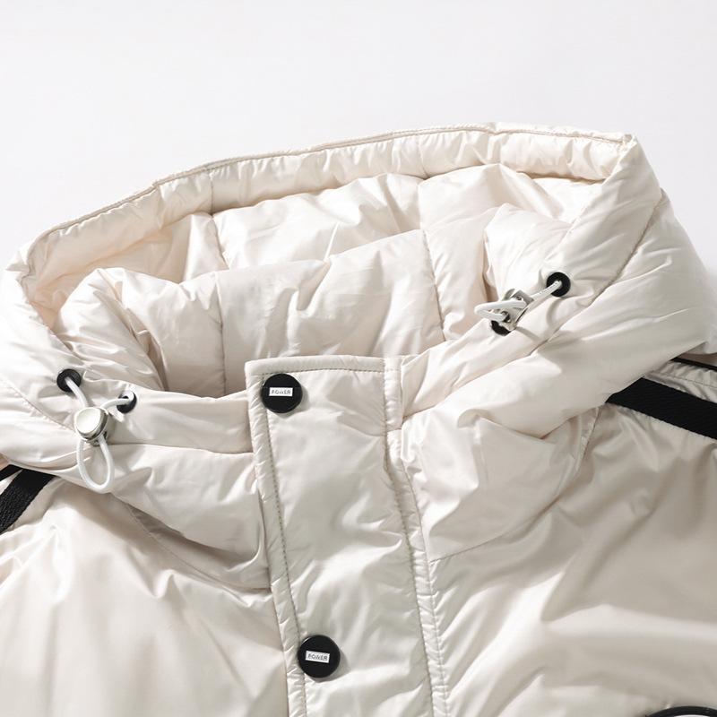 Men's Down Jacket for Men's Winter Loose Short Winter Clothes Thickened Warm and Handsome Winter Hooded White Duck Down Jacket