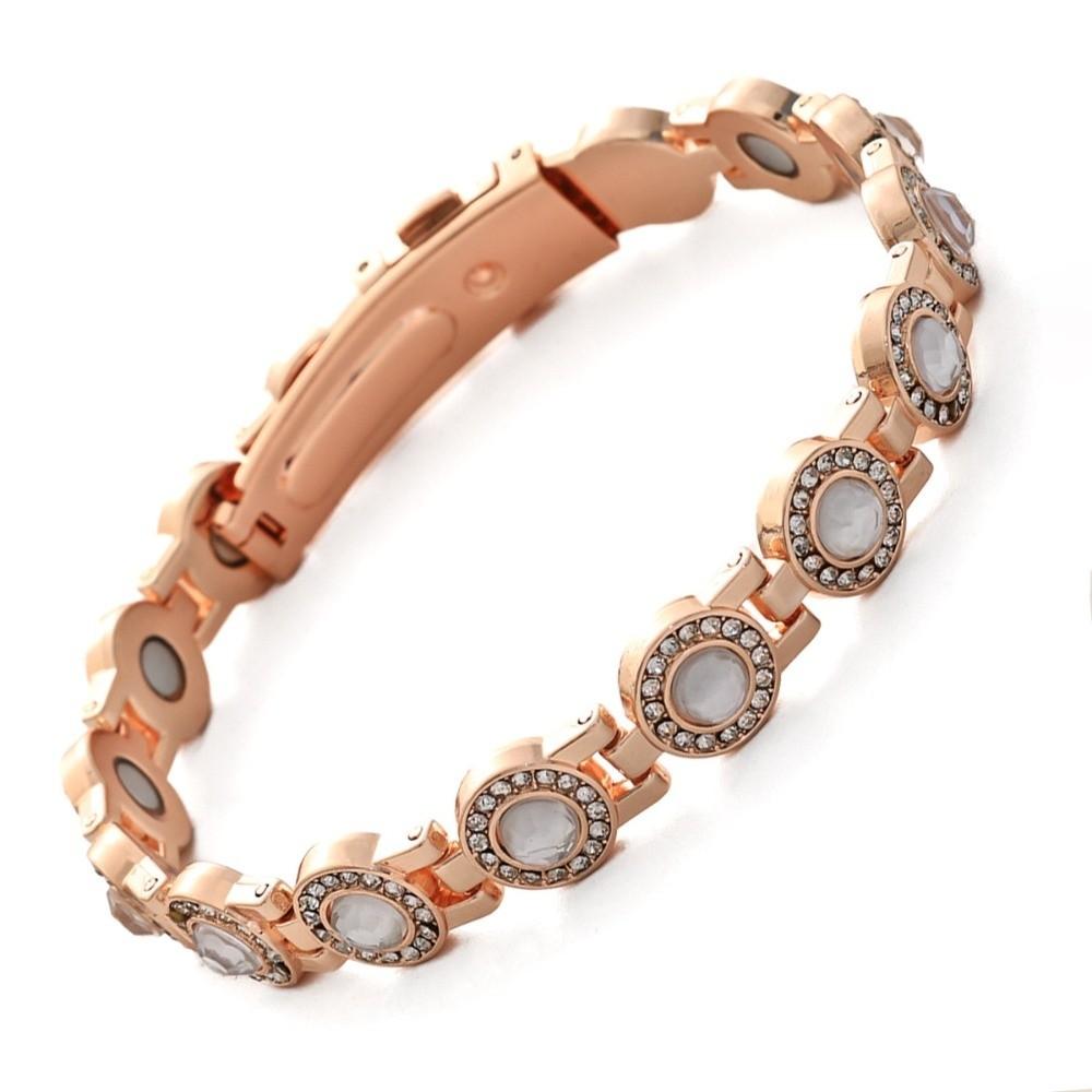 

Stainless Steel Magnetic Bracelet Magnet Fashion Anti Static Bangle Rust-proof Comfortable To Wear Rhinestone Wrist Chain Party