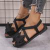 Cloth Sandals Women's Summer New Soft-soled Bow Flat Heel One-word Sandals Fashion Wear Sweet Sandals