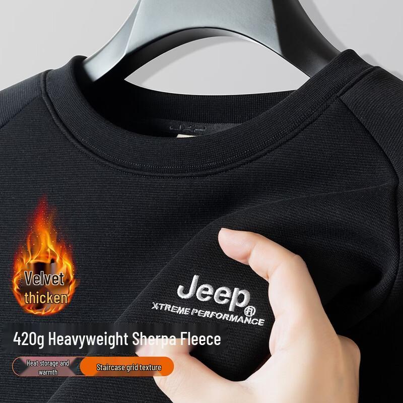 JEEP Men's Heavyweight Thermal Fleece-Lined Crewneck Sweatshirt