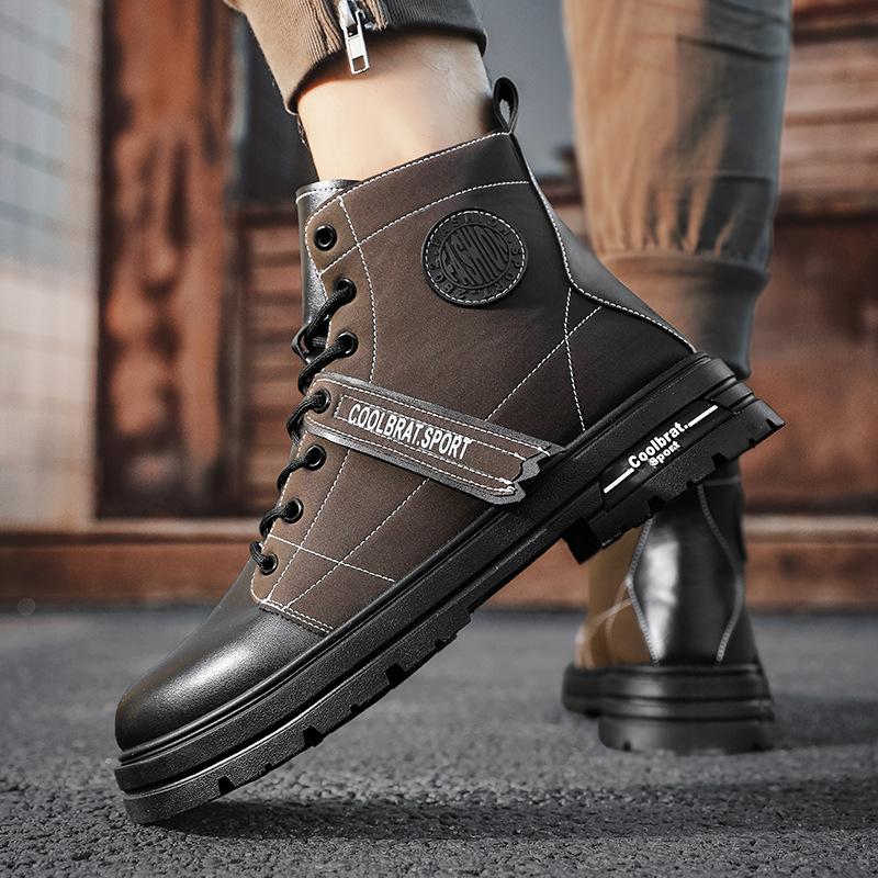 

Internet celebrity explosion retro Martin boots men s winter trend 2024 new tall British wind locomotive leather boots tooling boots 39 черный коричневый