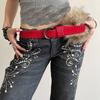 Ceinture Taille Y2K Rivets Peluche Fausse Fourrure Mode Cuir Fourrure Quotidienne