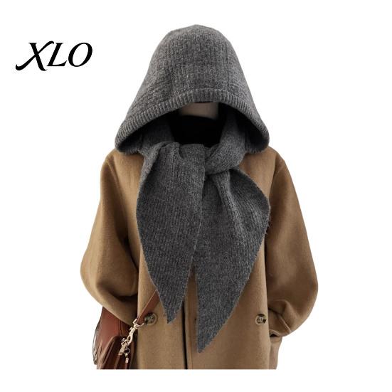 Women Winter Hat Knit Hooded Scarf Hat, Pullover Balaclava Hood, Soft Warm Ear Protection Skull Cap for Cold Weather Hood
