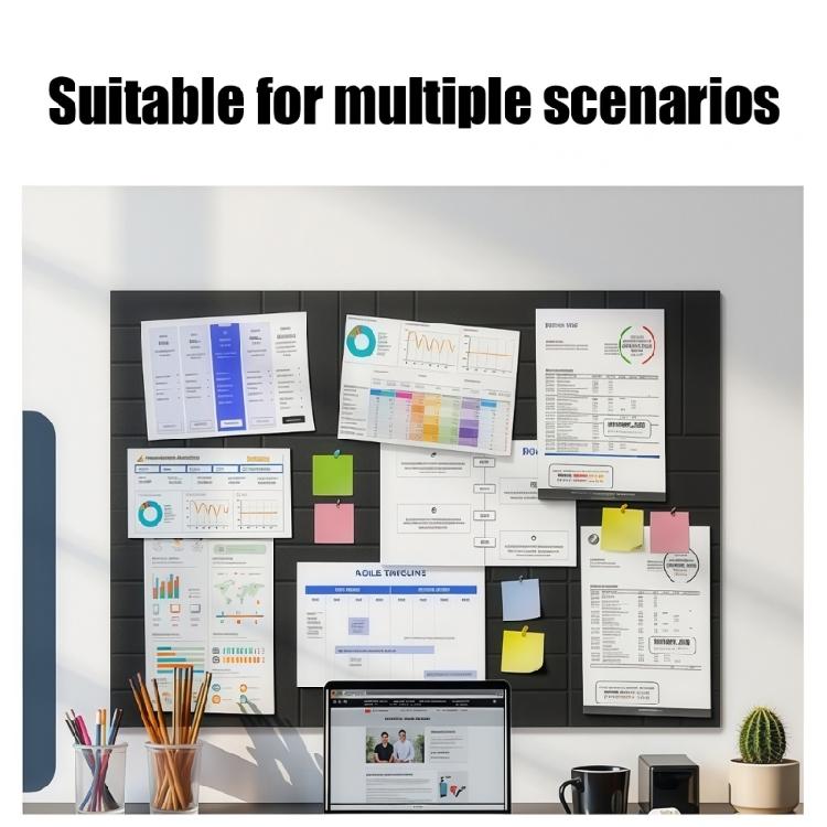Felt Bulletin Board Cork Board Alternative Push Pin Board Cork Board Felt Wall Tile with Slats Wall Paneling for Office