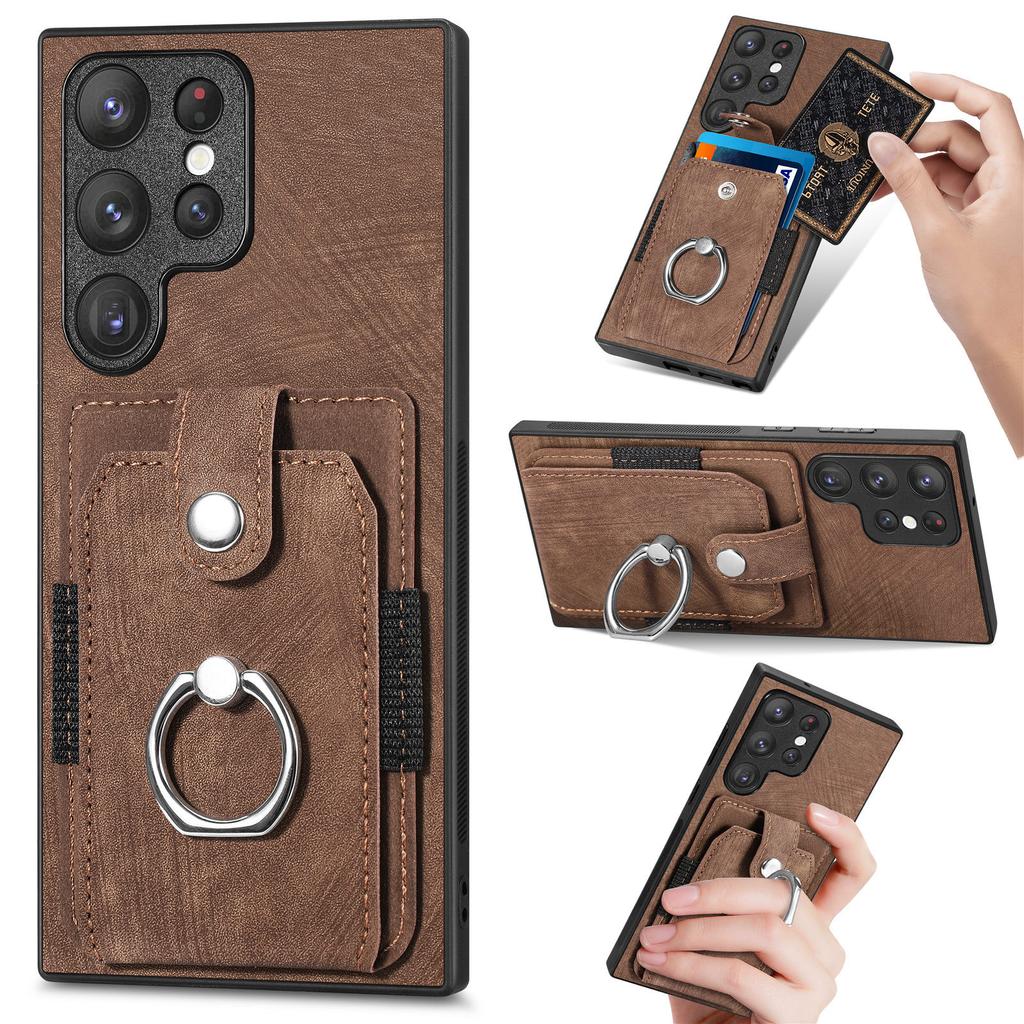 Applicable to Samsung S11Ultra ring card case, mobile phone case, retro A11/A11 solid color anti-drop A11 leather case