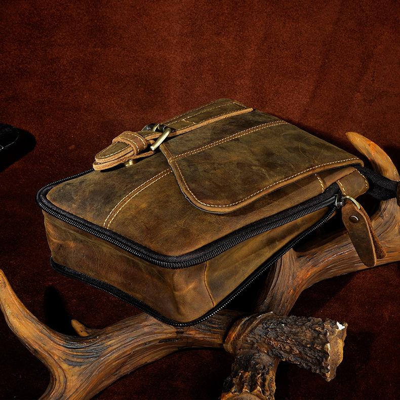 Quality Leather Male Casual Design Messenger Crossbody Bag Multifunction Fashion Travel Belt Waist Bag