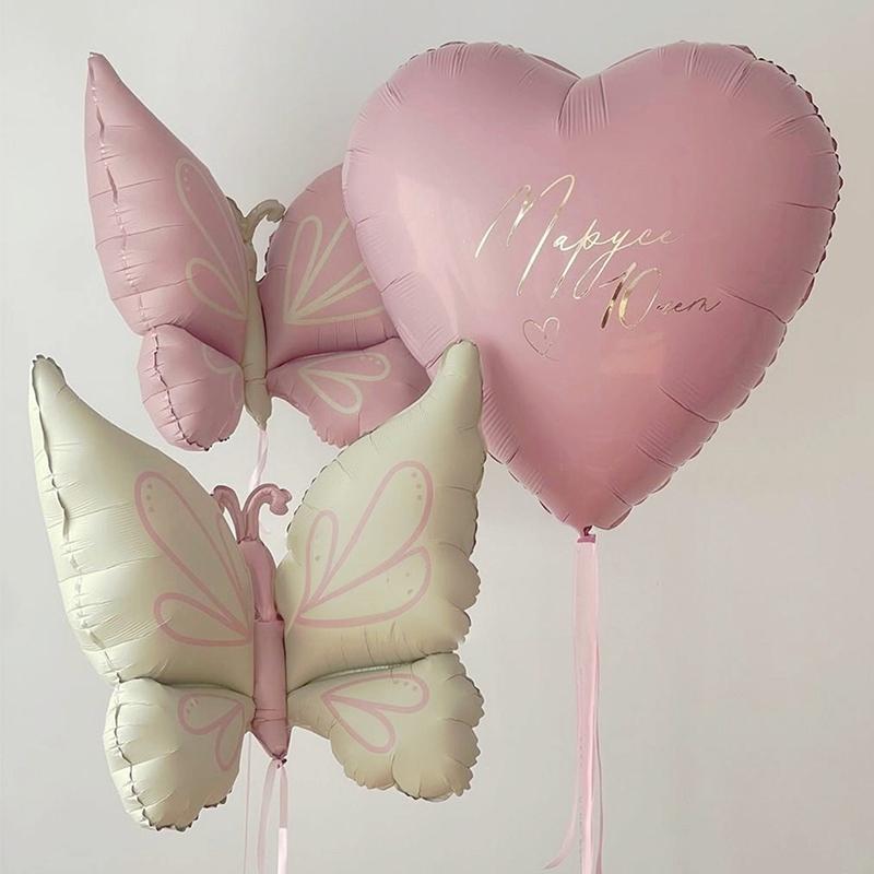 1/10 Peças Balões de Aniversário Decoração em Formato de Coração Alumínio Filme de Borboleta Balões Suprimentos para Festa Casamento Dia dos Namorados Decoração