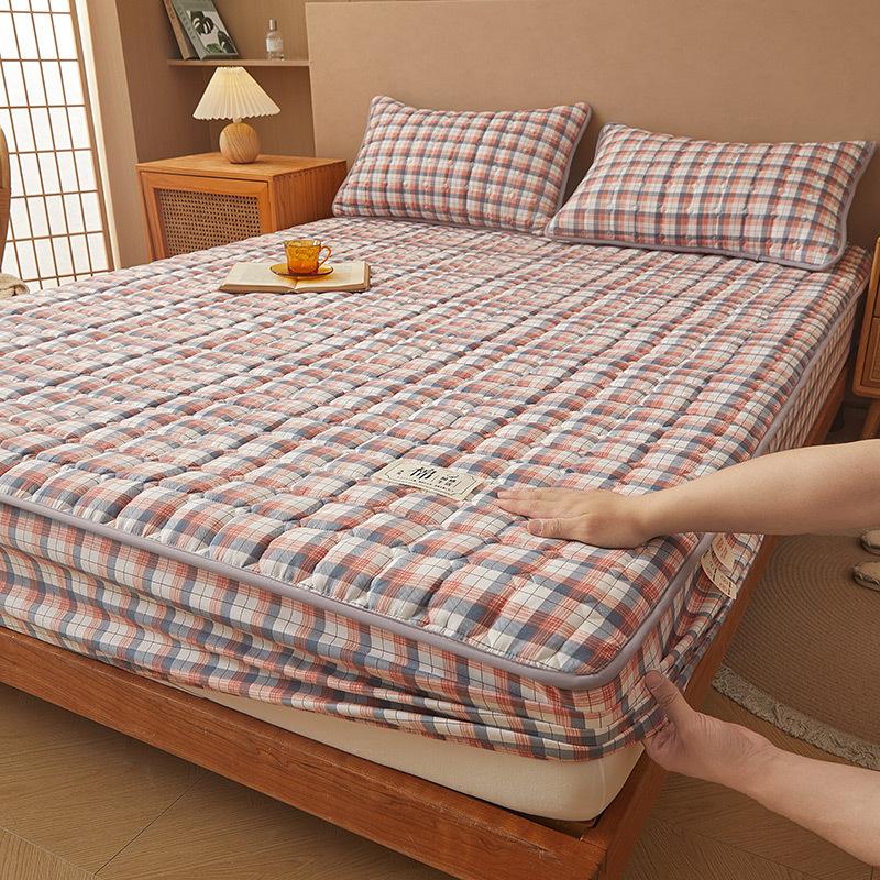 Unprinted Cotton Mattress Three-piece Set of Padded Cotton Thickened All-inclusive Simmons Mattress Protective Cover Non-slip