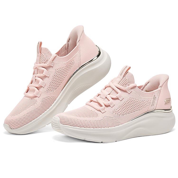 Skechers Bobs Sport Flash Shoes Comfortable Breathable Durable Lightweight Low Top Training Shoes Women Sneaker Light-Pink 117617-LTPK