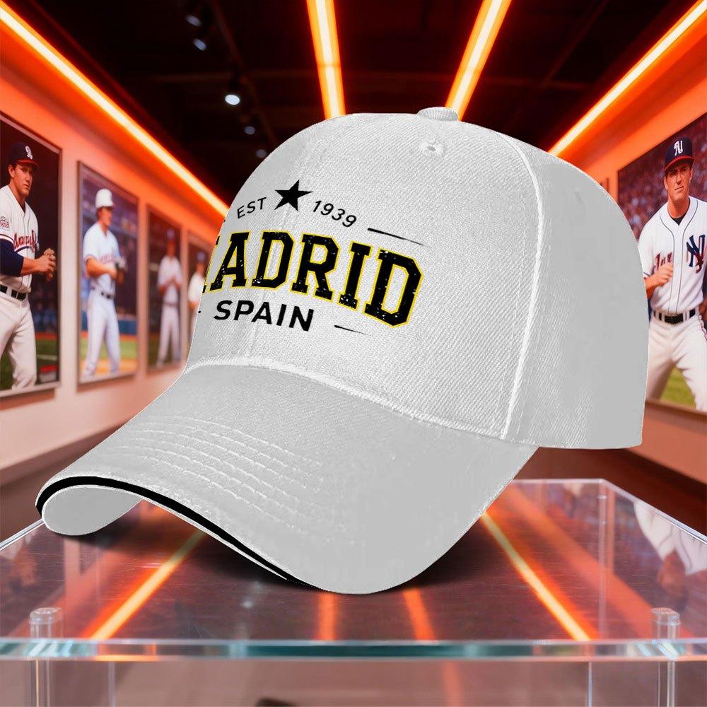 1pc Madrid Athletic Style Sandwich Cap Classic Black Design Adjustable Outdoor Sports Baseball Cap Unisex Casual Essential