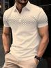 Summer Men's Slimming Diamond Pattern Printed Short-Sleeved Polo Shirt Simple Shirt Breathable and Comfortable Men's Clothing