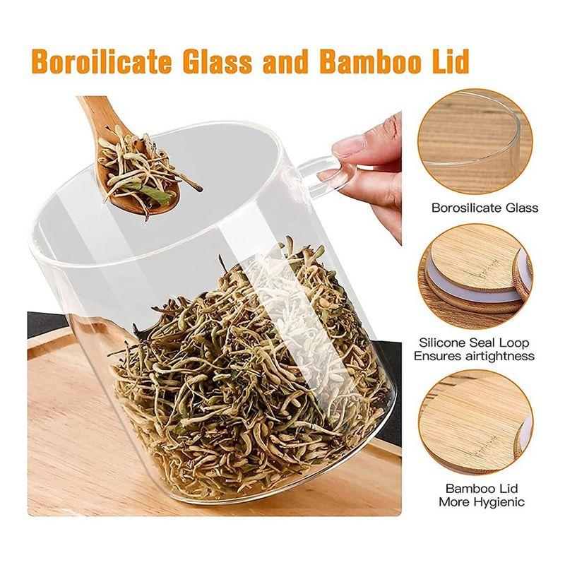 BHBL Glass Jars with Bamboo Lid & Spoons, Glass Jar with Airtight Lid, 15 Oz/450ML Glass Food Storage Containers 13Pcs