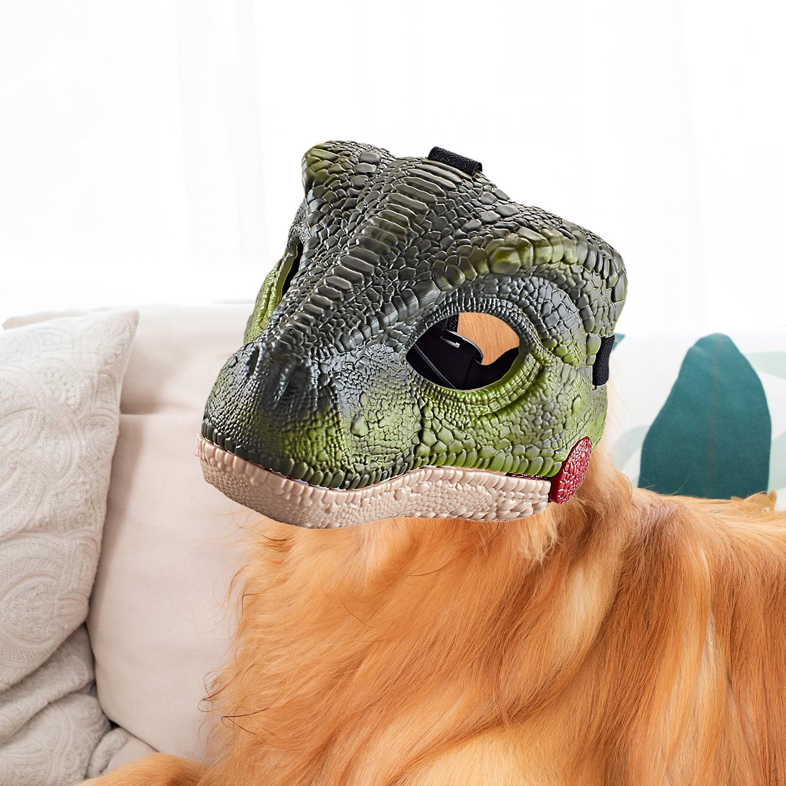 

Маска динозавра для собаки, регулируемая голова для игрового праздника, театрального реквизита зелёный