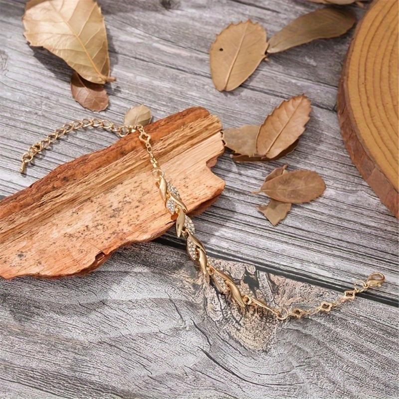 Classical Gold Silver Leaf Design Wrist Chain Alloy Bracelet Comfortable Wrist Bangle Jewelry for Various Occasions
