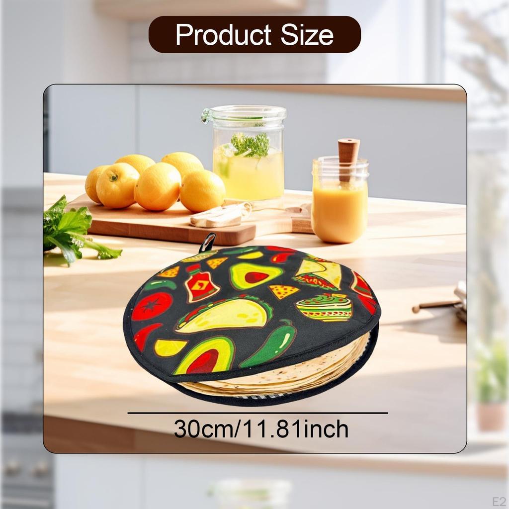 Tortilla Warmer Pouch Food Insulation Bag for Tacos Naan and Pizza Rolls Storage