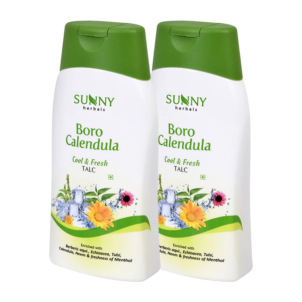 Sunny Herbals Тальк Боро Календула Охлаждающий Свежесть Тела Контроль Запаха Для Ежедневного Использования Домашний Семейный Упаковка 100 г X УПАКОВКА ИЗ 2