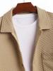 Men's Air Cotton Geometric Jacquard Textured Pocket Design Single-breasted Shacket