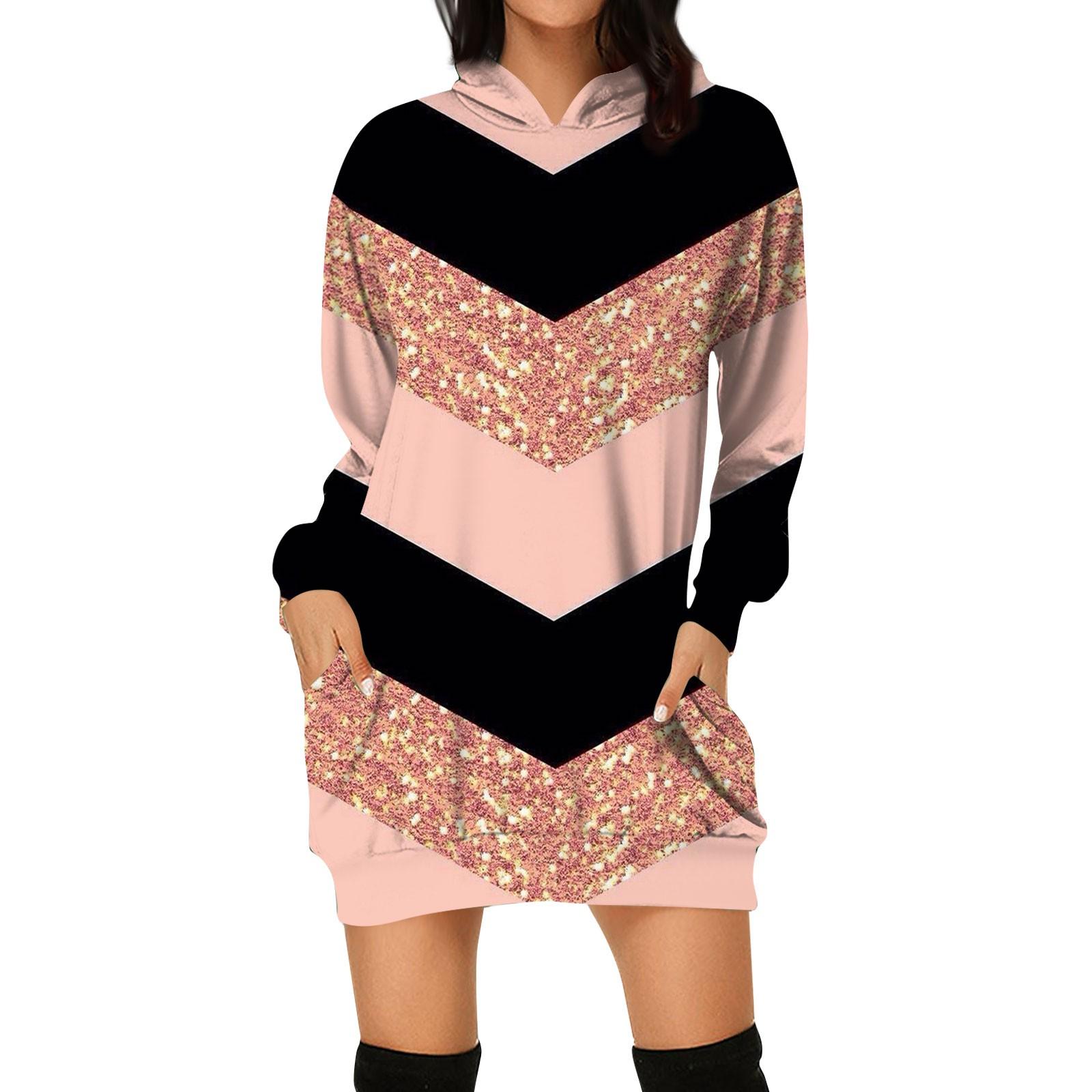 

Женское осеннее и зимнее платье-толстовка с капюшоном, платье с принтом на Хэллоуин L розовый