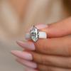 White Silicone CZ Ring for Women, Marquise Cut Cubic Zirconia with White Gold Prongs, Daily Wear Casual Fashion Jewelry Gift