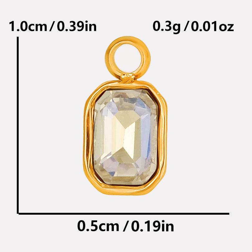 6pcs Different Color Stainless Steel Rectangle Charms For Jewelry Making Supplies Luxury Glass Stone Pendant Charm DIY Earrings