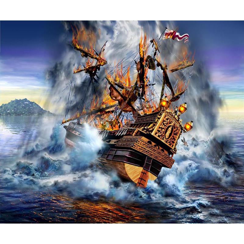 

5D ручная алмазная живопись мозаичная картина Корабль на море полная вышивка квадратными/круглыми бриллиантами подарок или украшение