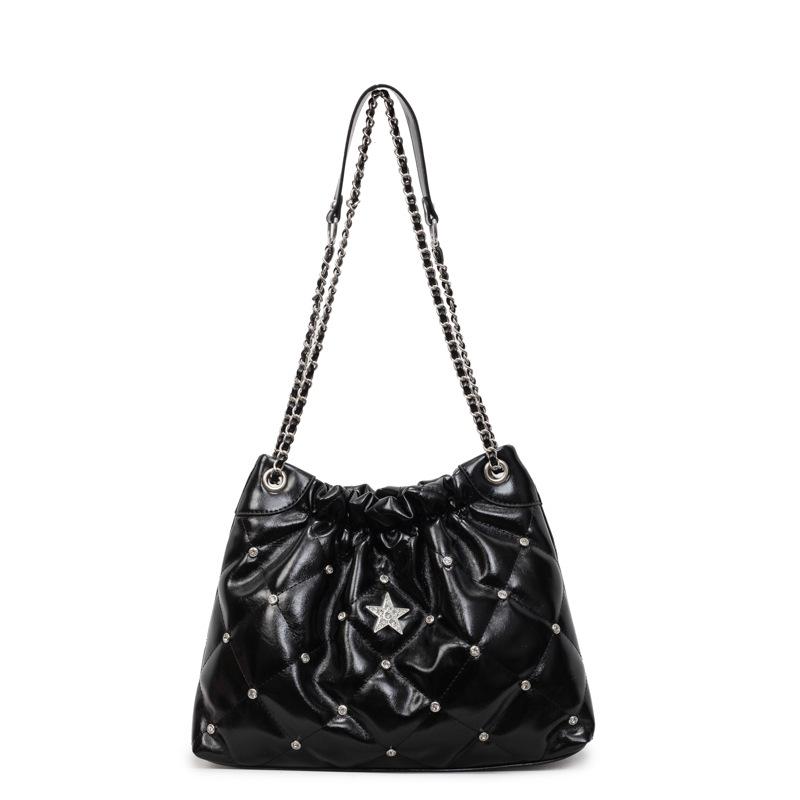 Rhombus Chain Small Bag Women's New Fashion Retro Bucket Bag Versatile Casual Messenger Bag