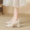 Cheongsam Shoes Mary Jane Single Shoes Female New Fairy Thick Heel High Heels Soft Leather, Gentle Bridesmaid Shoes