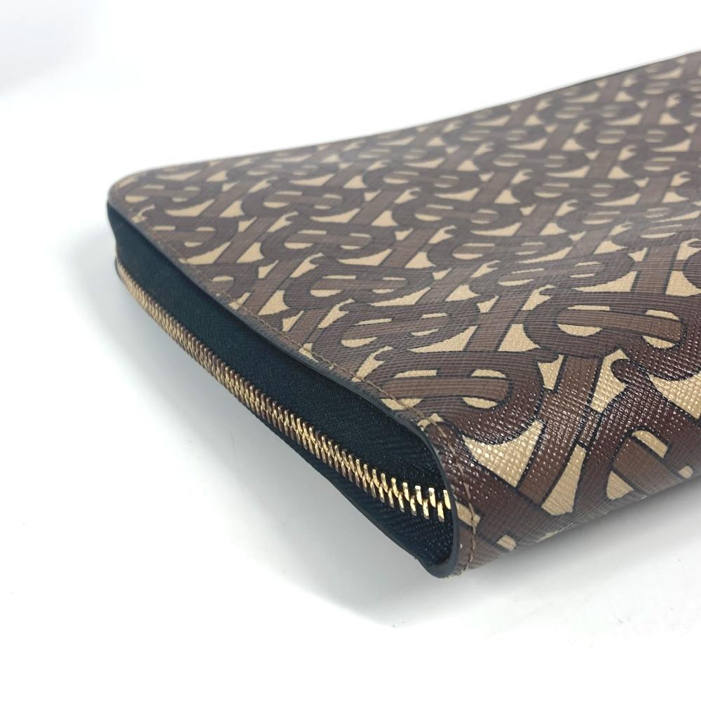 BURBERRY TB logo Bag Cluch Bag Pouch Clutch bag Leather/Canvas Brown