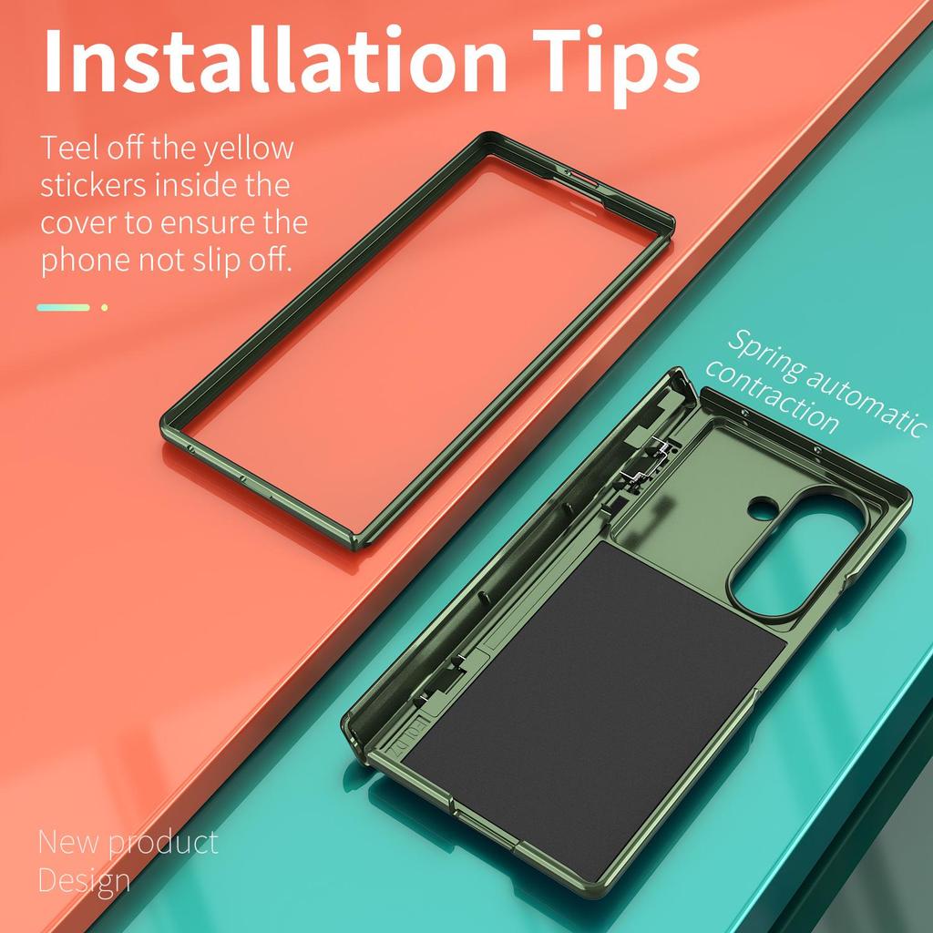 Samsung Z Fold Phone Case - Compatible with Fold7/6/5, Lens & Hinge Protection, Flip Cover with Ring Holder