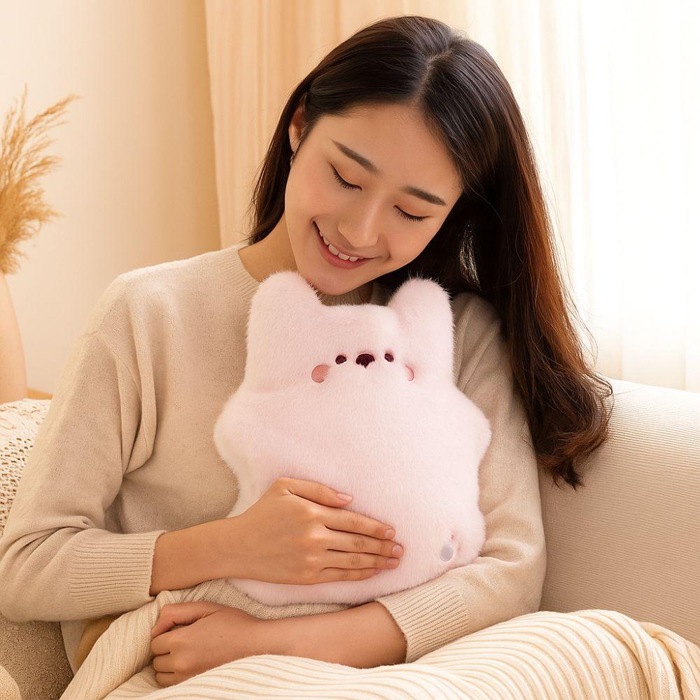 Plush Cover Hot Water Bottle Cartoon Water Injection Bag Portable Plush Hand Warmer  Belly Warmer