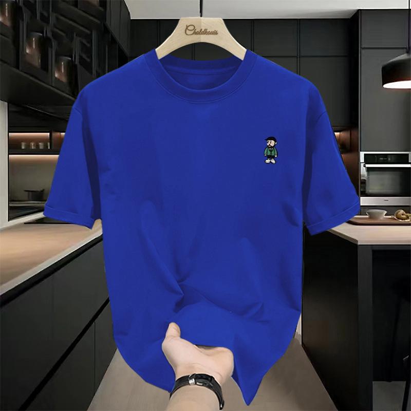 Hochwertiges Premium-T-Shirt aus reiner Baumwolle 2025 Sommer Trendmarke Schlichtes Ins Trendy Kurzarm-T-Shirt für gutaussehende Männer und Paare