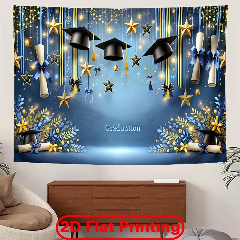 2D Flat Party Banner,  Graduate Party Banner, Multipurpose Decor for Holiday Parties, Yard, Studio 47.2x31.5inch/120*80cm