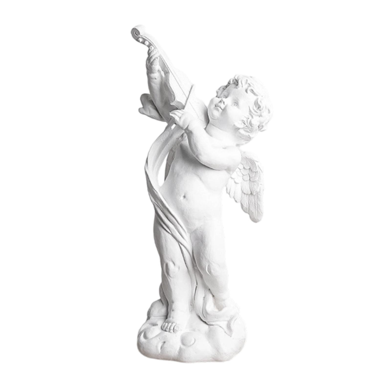 

Cherub Statue Resin Musical Sculpture Hotel Bedroom Little Angel Figurine білий