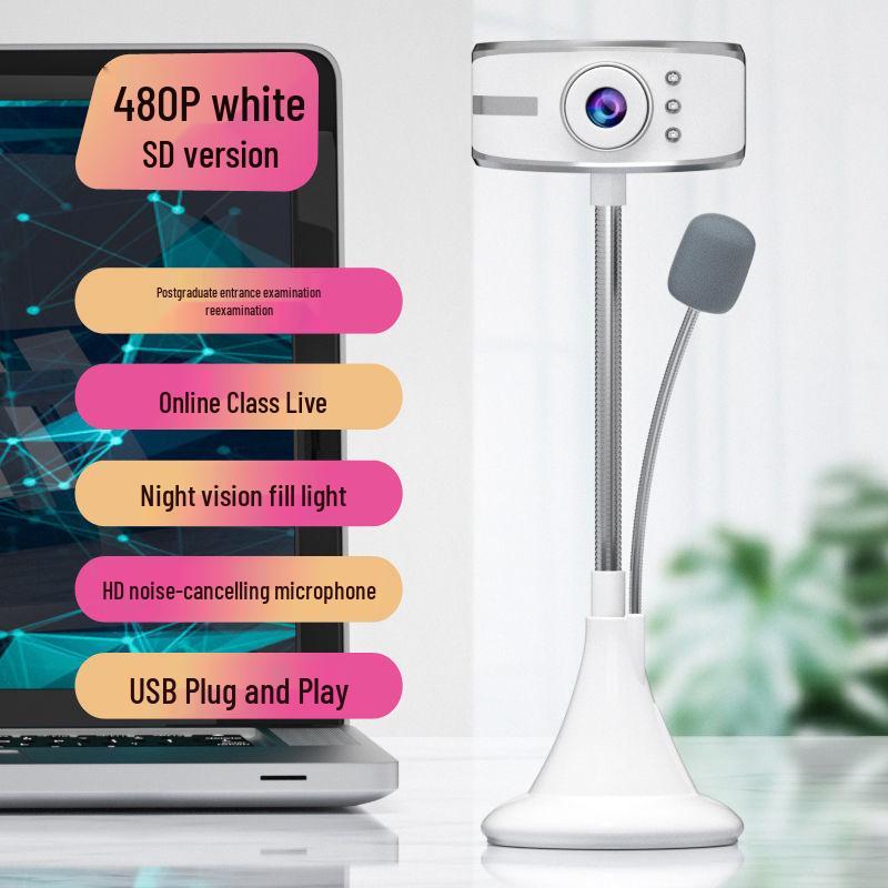 Webcam USB ad Alta Definizione con Microfono per Lezioni Online e Live Streaming, Installazione Senza Driver