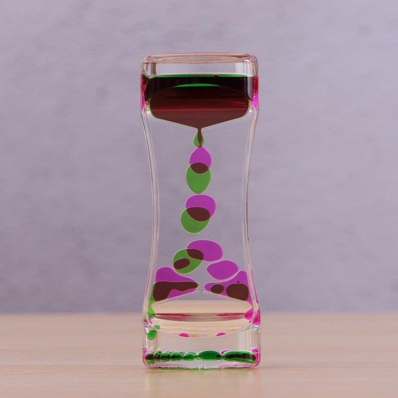 1PC Double Color Sand Hourglasses Liquid Anxiety Relief Liquid Motion Bubble Timer