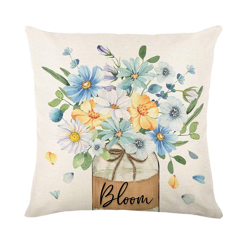 

New Spring Daisy Series Printed Pillow Covers Polyester Decorative Living Room Sofa Cushion Covers Bedroom Cushions 45 * 45Cm (without pillow core)