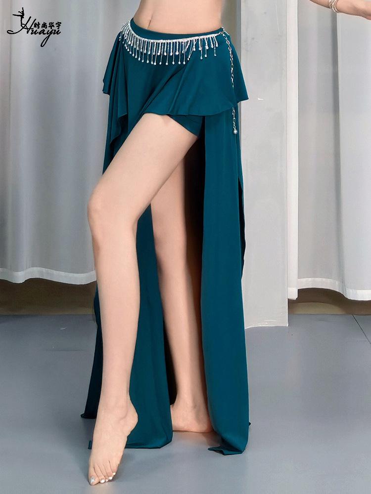 Saia de Prática de Dança do Ventre - Novo Design Sexy com Fenda para Iniciantes, Traje de Dança Oriental