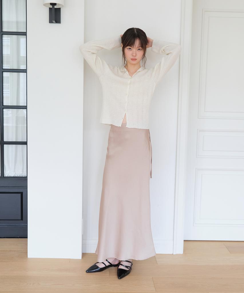 YUPPE Satin Long Skirt_Beige
