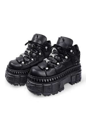 Damen Sneaker Punk Style Damenschuhe Gothic Knöchel Rock Stiefel Schnürung Absatzhöhe Plateau Schuhe Damen Metall Dekor