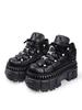 Damskie Trampki Styl Punkowy Damskie Buty Gotyckie Kostki Buty Rockowe Sznurowane Wysokość Obcasa Buty na Platformie Damskie Metalowe Dekoracje