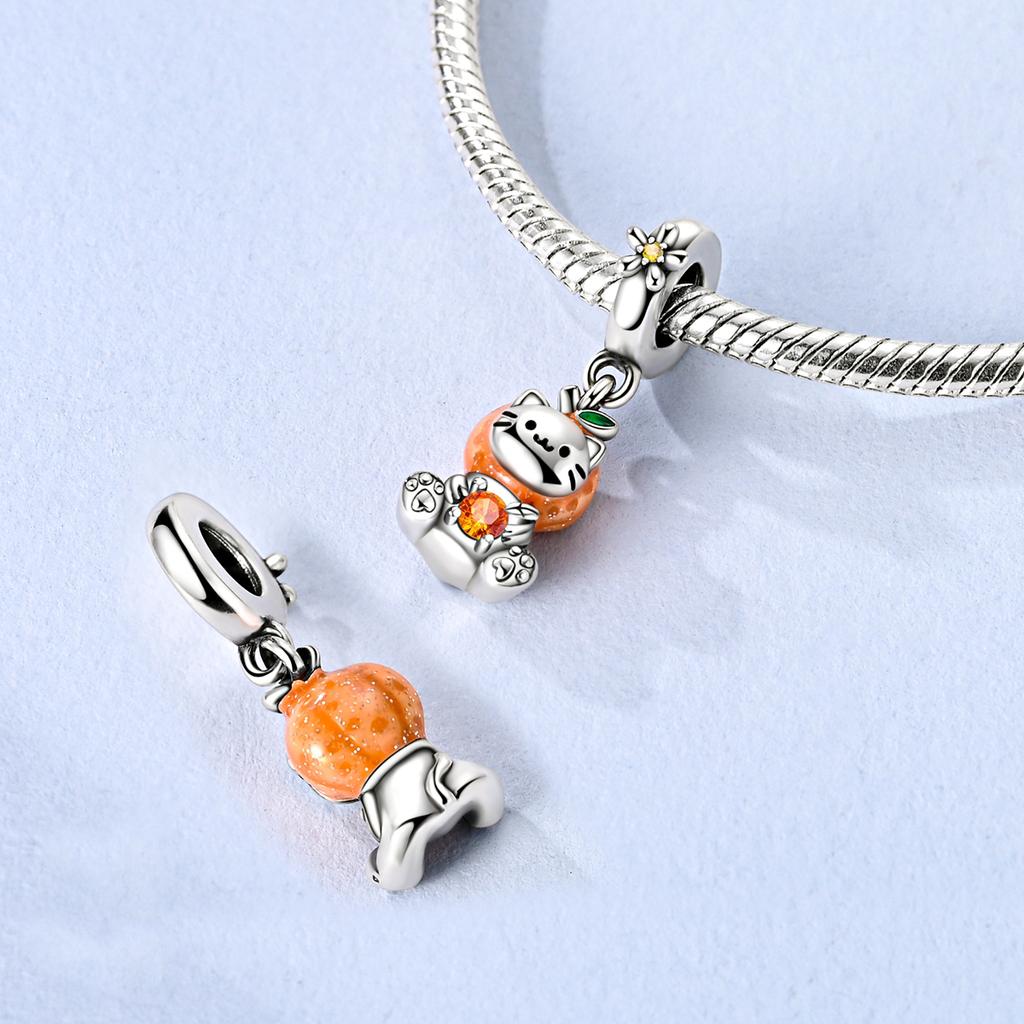 925 Silver Autumn Charms Beads Squirrel Deer Maple Leaves Pendant For Women DIY Jewelry Bracelet