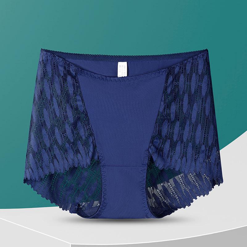 Big Size Female Summer Sexy Lace Hollow Ice Silk Fight Receive Abdomen Lift Hip High Waist Triangle Briefs