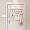 6 Hooks Over The Door Hooks Folding Large Capacity Clothes Coat Hooks Space Saving Punch Free Hanging Storage Rack