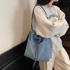Eimerbeutel mit Kordelzug mit großem Fassungsvermögen Damen Denim Umhängetasche Pendler Schultertasche