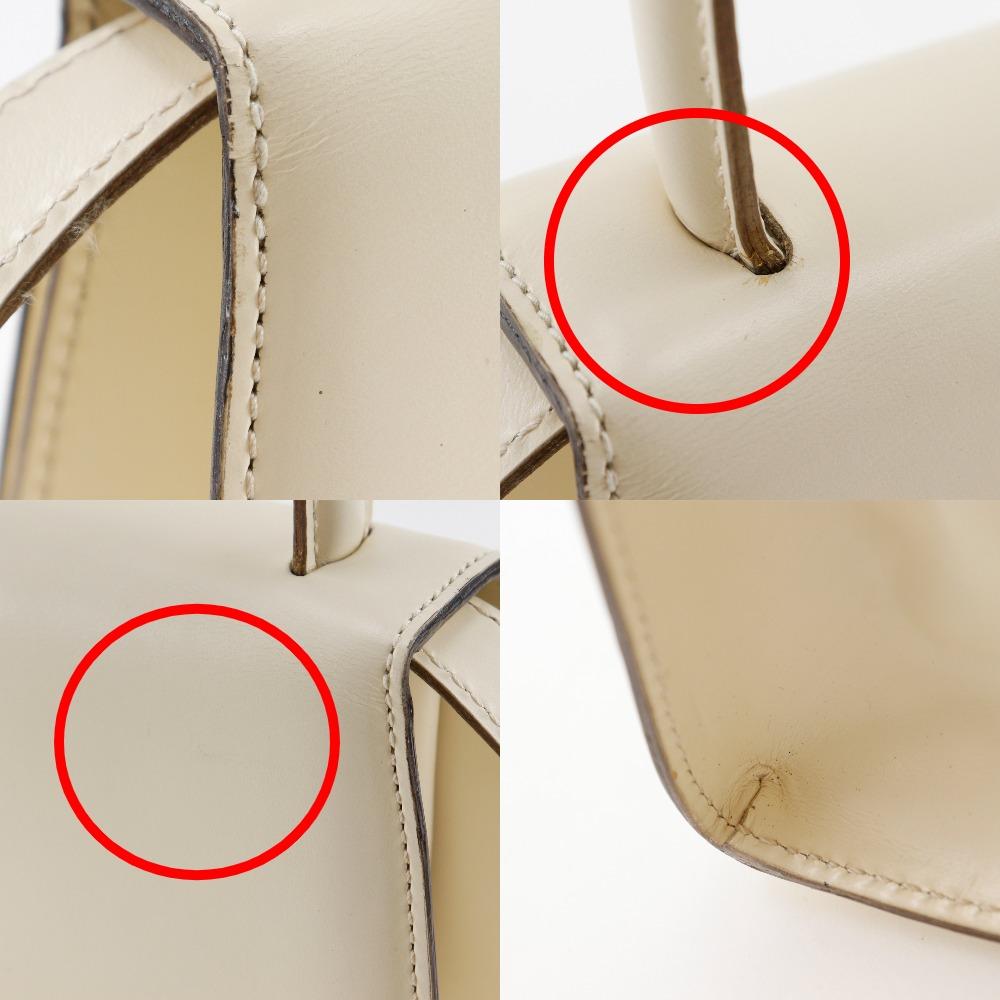 CELINE 2WAYShoulder Handbag vintage White Calfskin Women Used