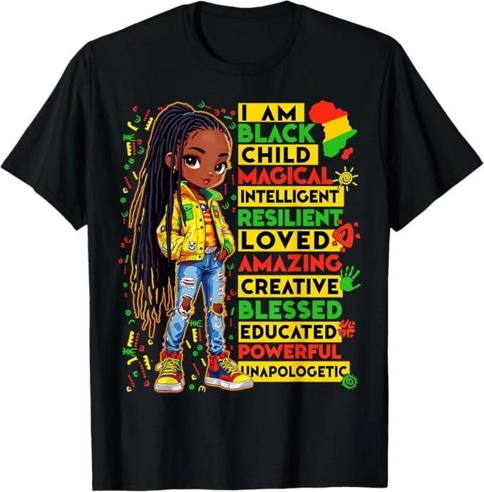 I Am Black Child History Month African American Kids Girls T-Shirt 150