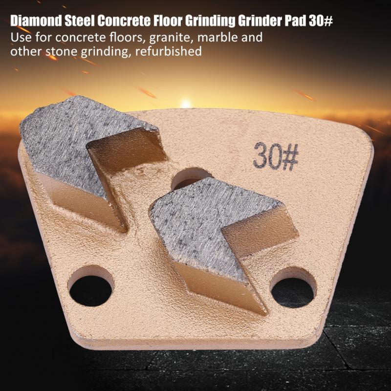 3 Holes 2 Round Teeth Trapezoid Diamond Grinding Disc Pad Low Noise Diamond Concrete Grinding Disc for Grinder Grit 30