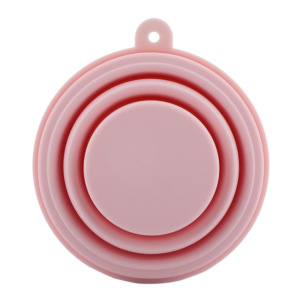 Foldable Portable Lightweight Silicone Cup with Cover for Water Coffee(Pink)
