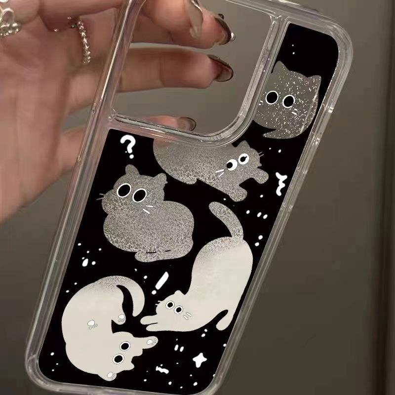 

Question Mark Hollow Cat Case for Apple iPhone 16 Pro Max/15/14/13/XS - Anti-Drop Quicksand Soft Shell iPhone 15 Pro