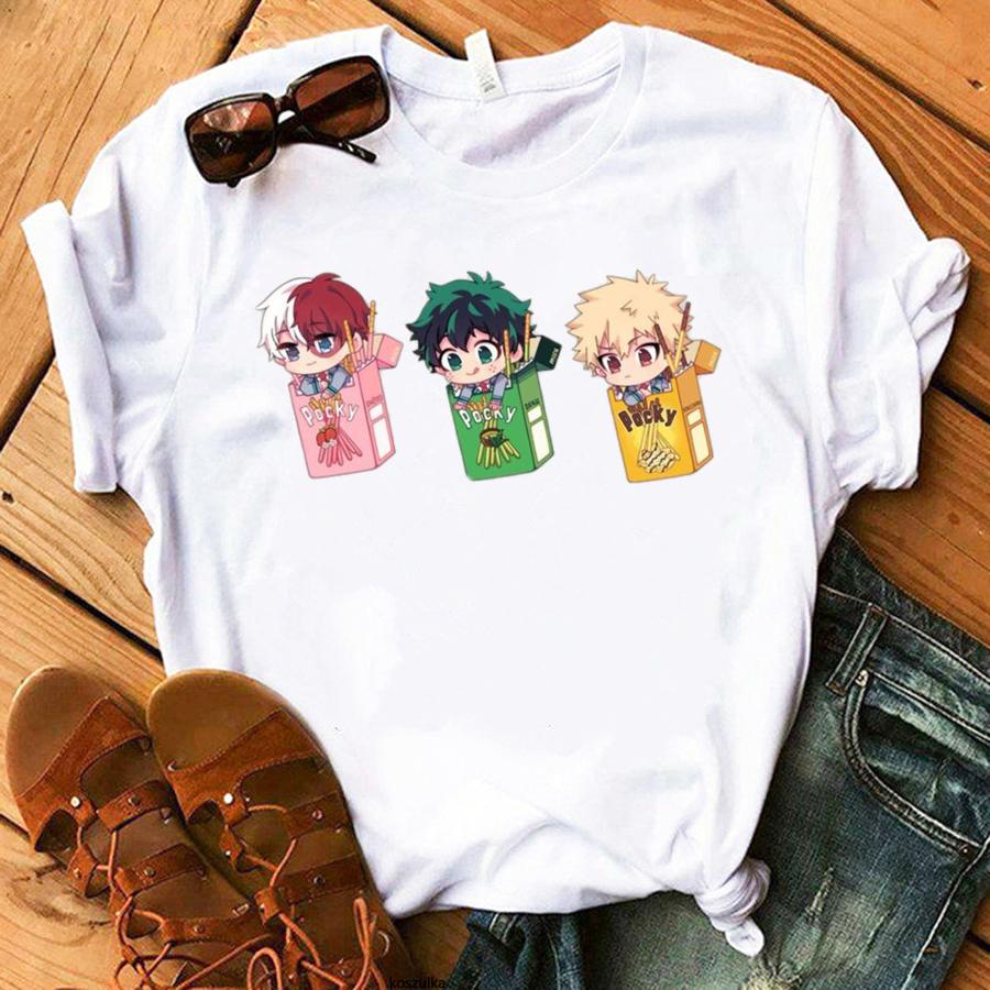 2026 New Funny Anime My Hero Academia Goth Print Unisex Soft Tshirt Basics Ocollar White Shirt Short Sleeve Tshirts Drop Ship